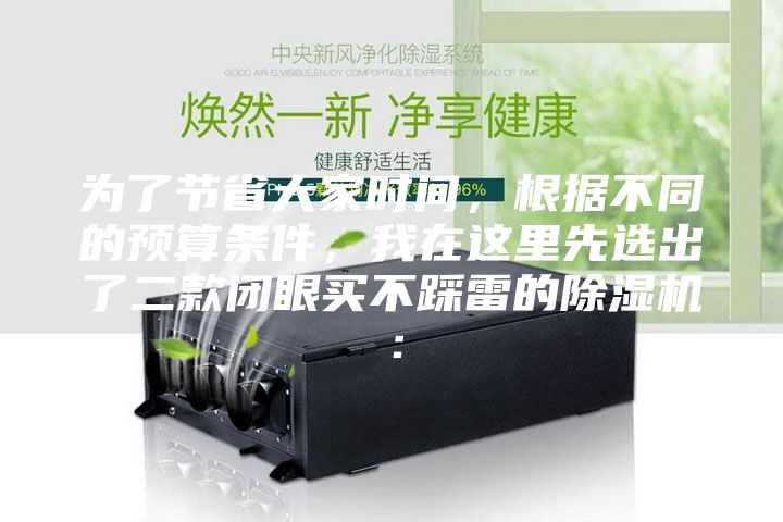 為了節省大家時間，根據不同的預算條件，我在這里先選出了二款閉眼買不踩雷的除濕機：